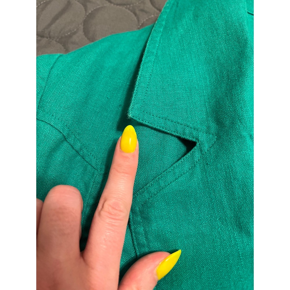 Chico's Linen Blazer‎ Jacket Women's Career Casual Elegant Kelly Green - Picture 6 of 8